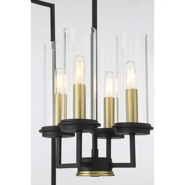 Modern Mixed-Metal Pendant with Industrial Charm and Clear Glass Shades - Image 2