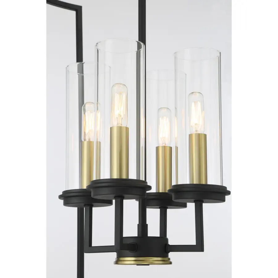 Modern Mixed-Metal Pendant with Industrial Charm and Clear Glass Shades - Image 2