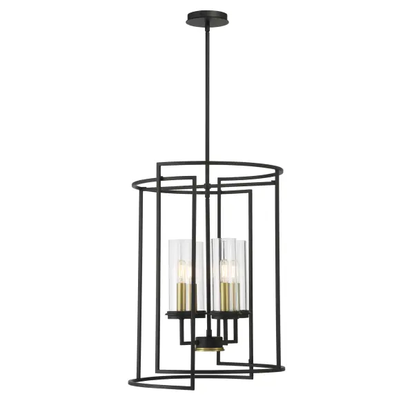Modern Mixed-Metal Pendant with Industrial Charm and Clear Glass Shades - Image 3