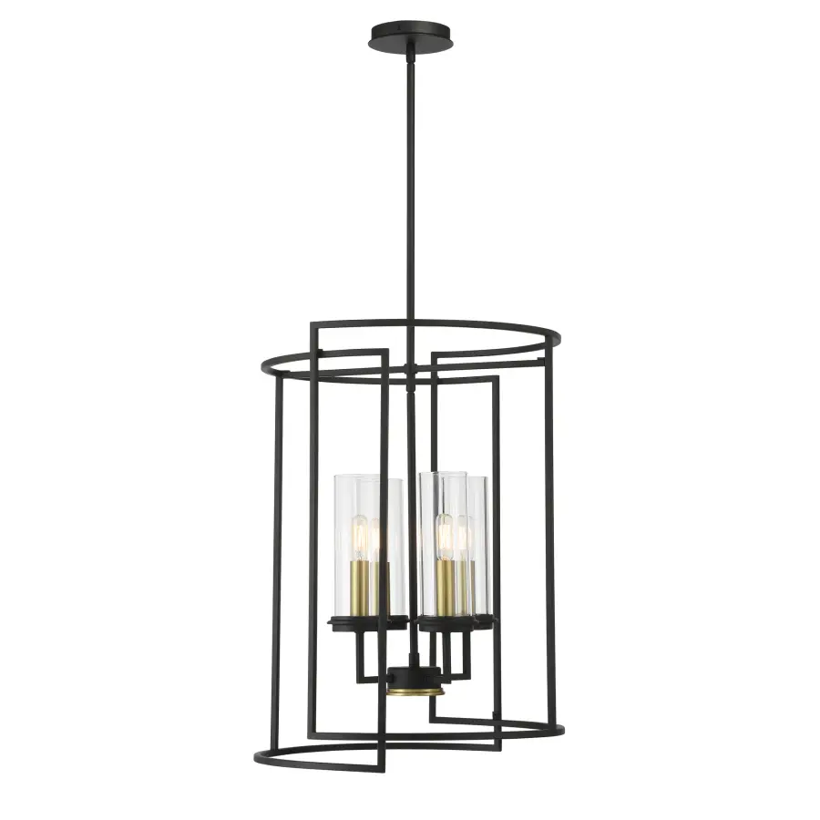 Modern Mixed-Metal Pendant with Industrial Charm and Clear Glass Shades - Image 3