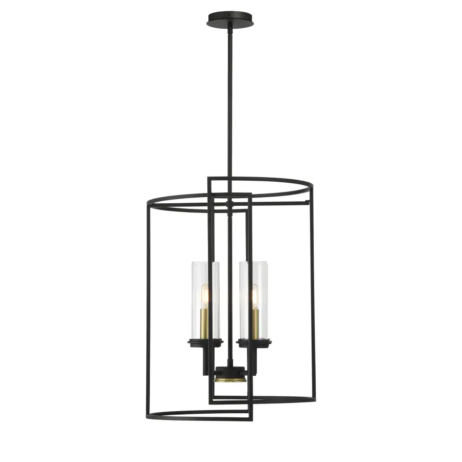 Modern Mixed-Metal Pendant with Industrial Charm and Clear Glass Shades - Image 4
