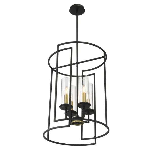 Modern Mixed-Metal Pendant with Industrial Charm and Clear Glass Shades - Image 5