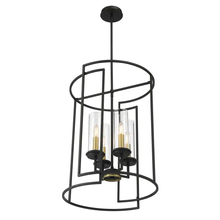 Modern Mixed-Metal Pendant with Industrial Charm and Clear Glass Shades - Image 5