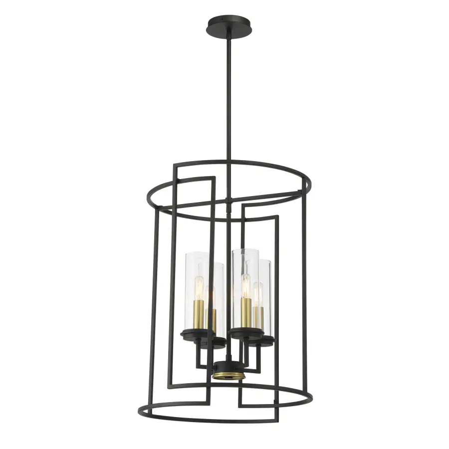 Modern Mixed-Metal Pendant with Industrial Charm and Clear Glass Shades - Image 6
