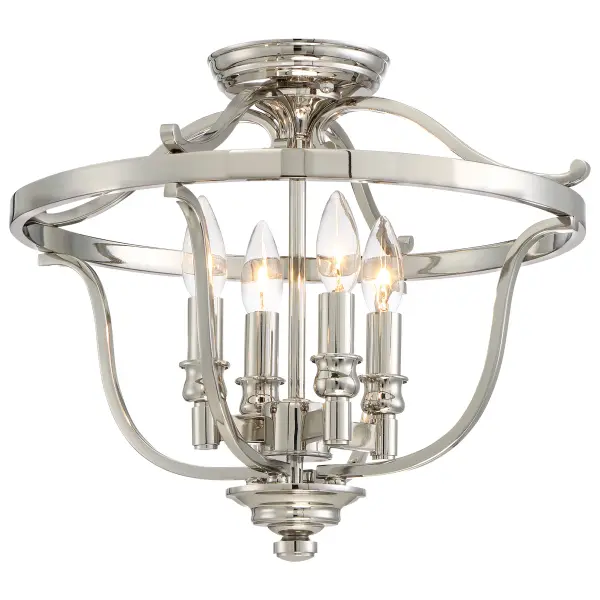 The Audrey's Point semi-flush mount combines classic elegance with modern versatility. Its polished nickel finish and 4-light configuration provide ample illumination for medium-sized spaces while maintaining a low 14.25" profile.