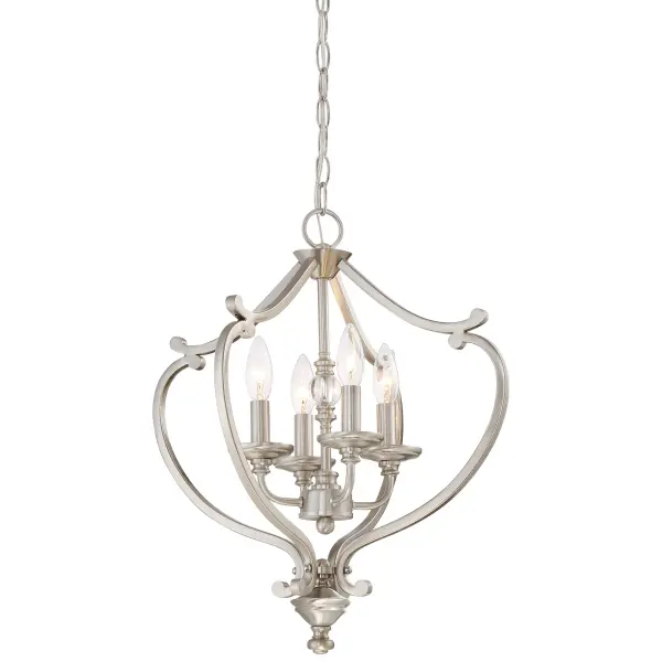 The Savannah Row semi-flush mount combines timeless transitional design with practical functionality. Its 18-inch width and brushed nickel finish make it ideal for rooms with lower ceilings, while glass shades provide warm, diffused light. - alternate view