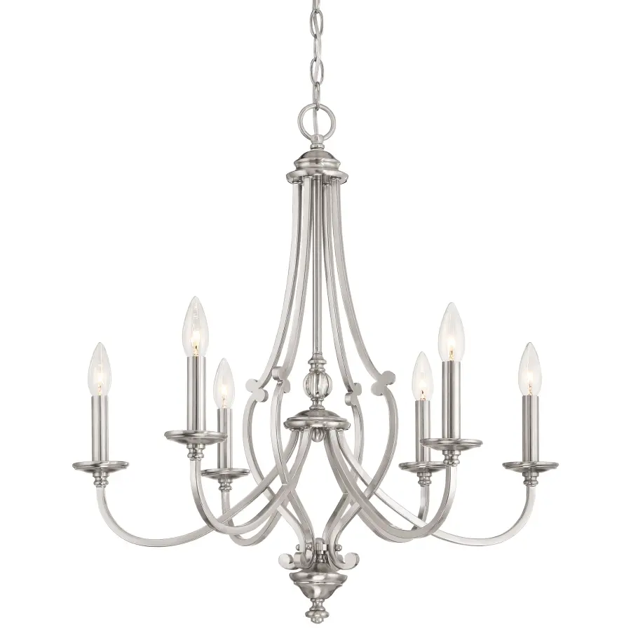 Savannah Row 6-Light Chandelier in Brushed Nickel