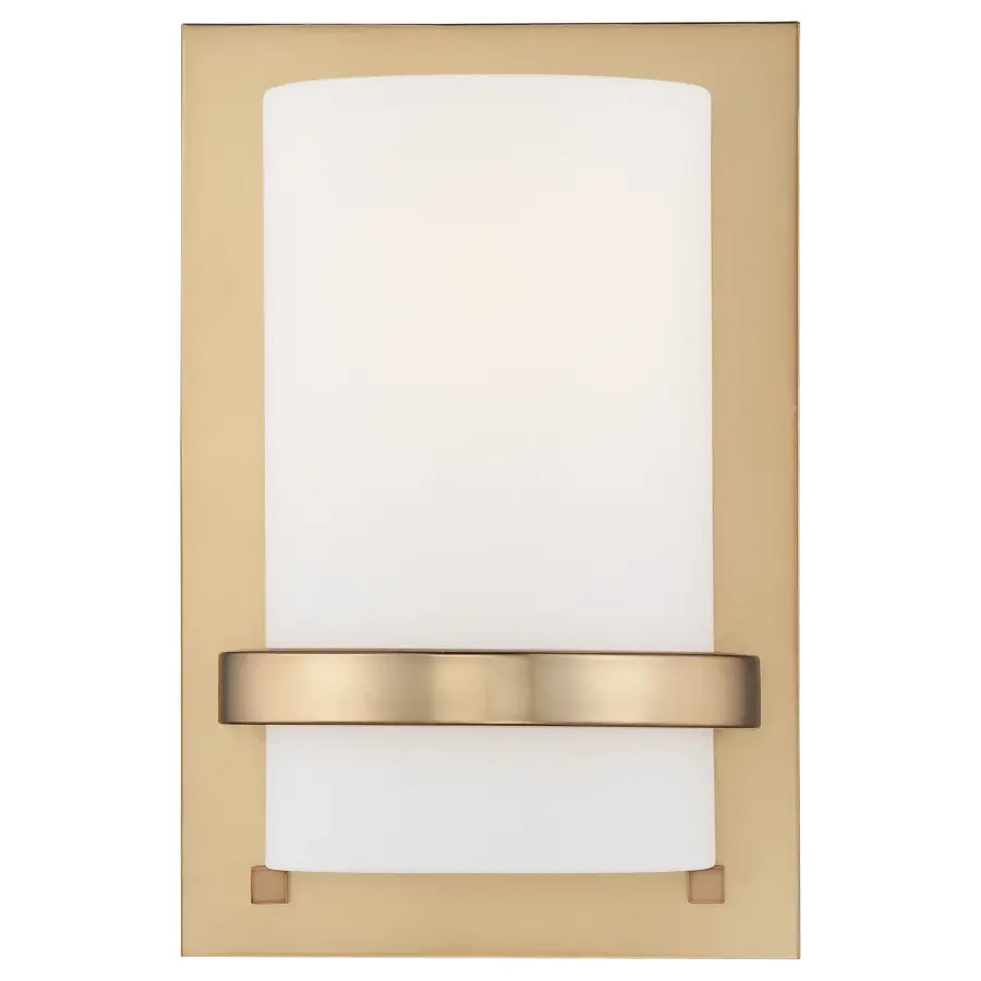 Honey Gold Wall Sconce with Etched White Glass