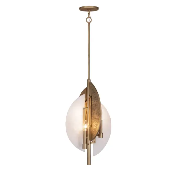 Elegant Artisanal Pendant with Natural Stone and Hammered Metal Details - Image 1