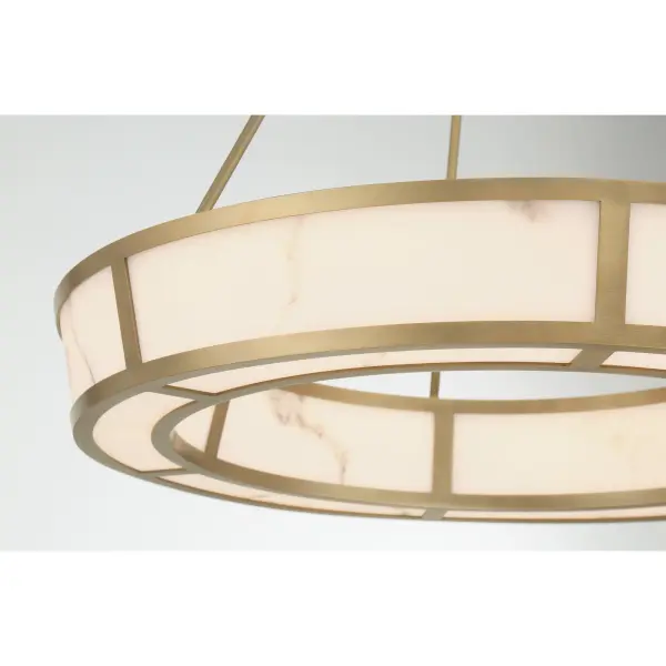 Sophisticated Linear Pendant with Warm Brass and Alabaster Glow - Image 6