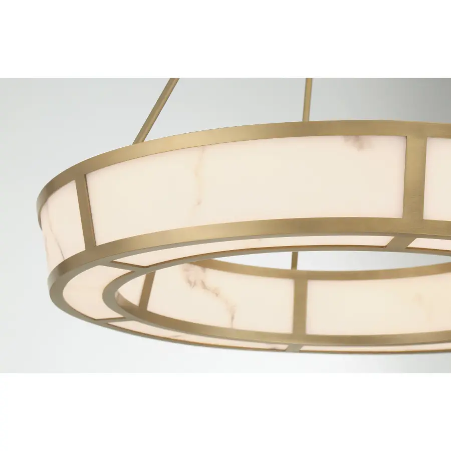 Sophisticated Linear Pendant with Warm Brass and Alabaster Glow - Image 6