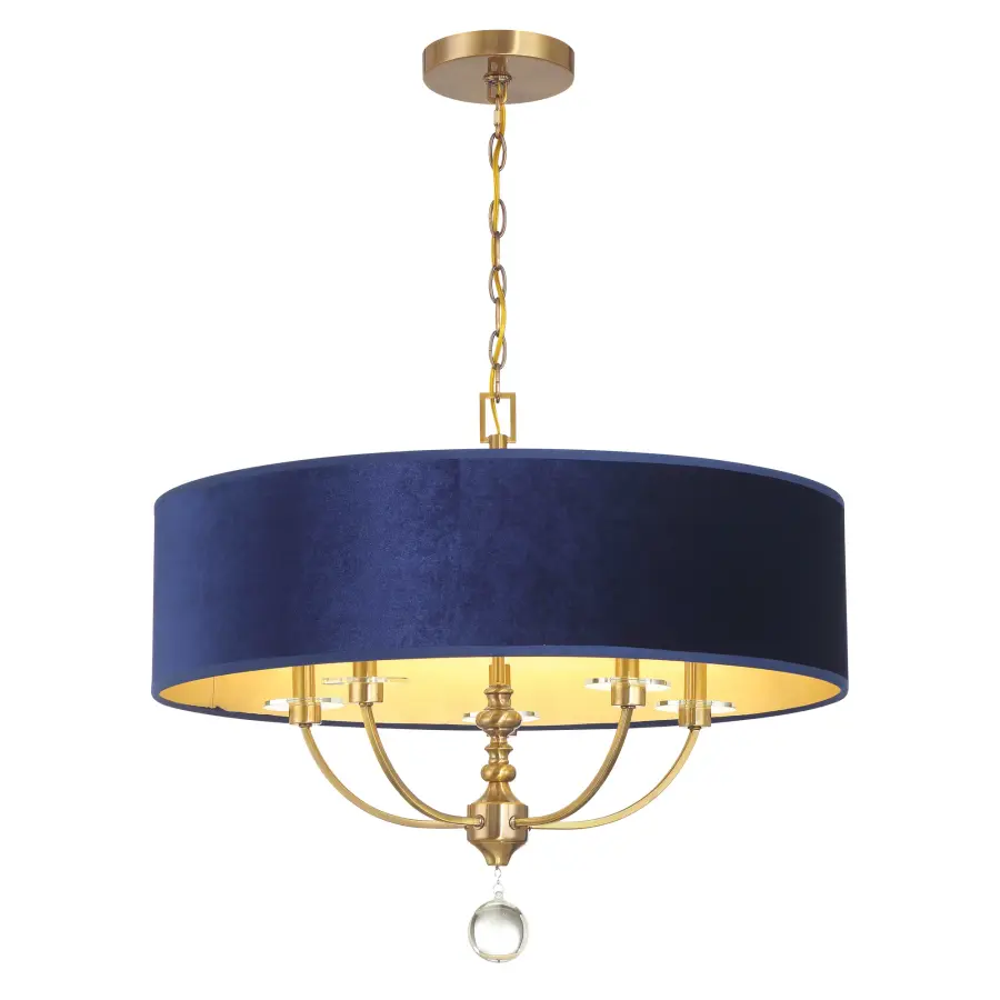 Elegant Traditional Pendant with Luxurious Blue Velvet and Crystal Details - Image 1