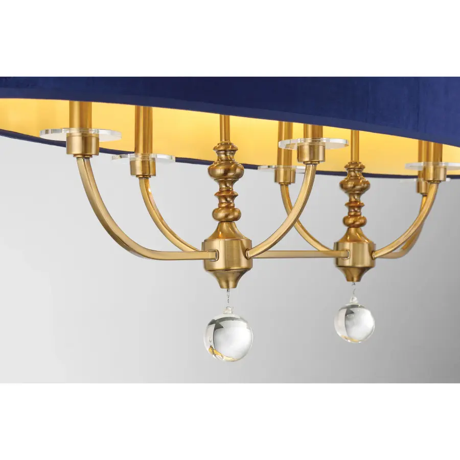 Luxurious Traditional Island Chandelier with Velvet Shades & Crystal Accents - Image 2