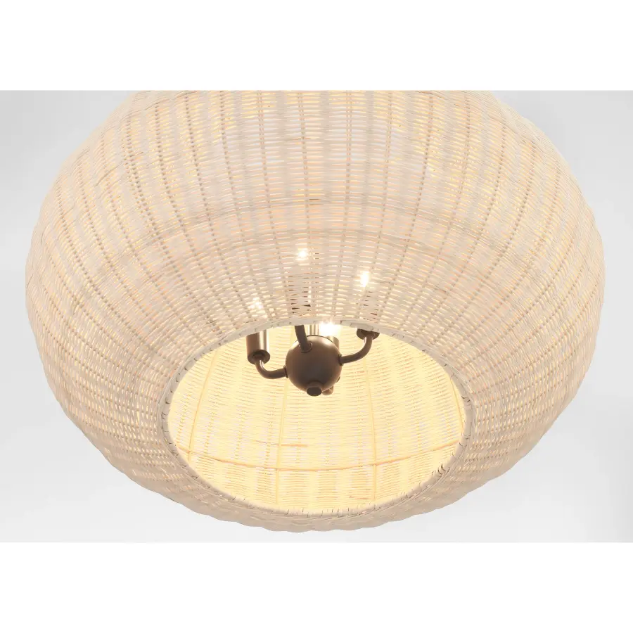 Modjeska 4-Light Pendant in Coal Black with Natural Rattan - Image 2