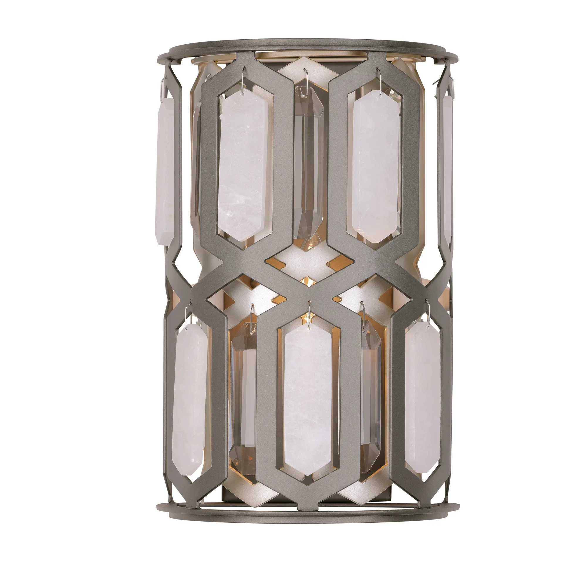 Hexly 12" Crystal and Alabaster Wall Sconce