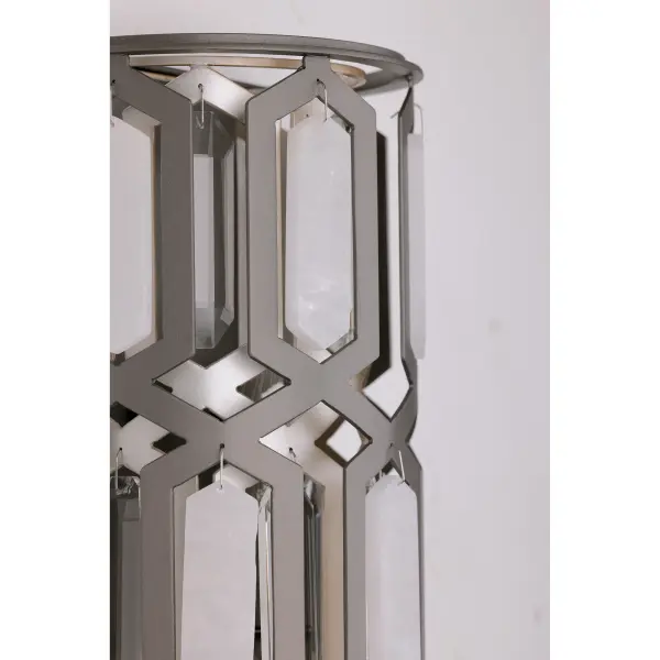 The Hexly wall sconce combines luxurious materials—crystal, alabaster stone, and mixed metal finishes—in a compact 12" design. Perfect for adding refined elegance to intimate spaces with its contemporary aesthetic and artisanal details. - alternate view