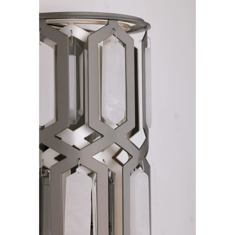Hexly 12" Crystal and Alabaster Wall Sconce - Image 2