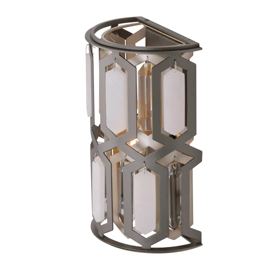 Hexly 12" Crystal and Alabaster Wall Sconce - Image 3
