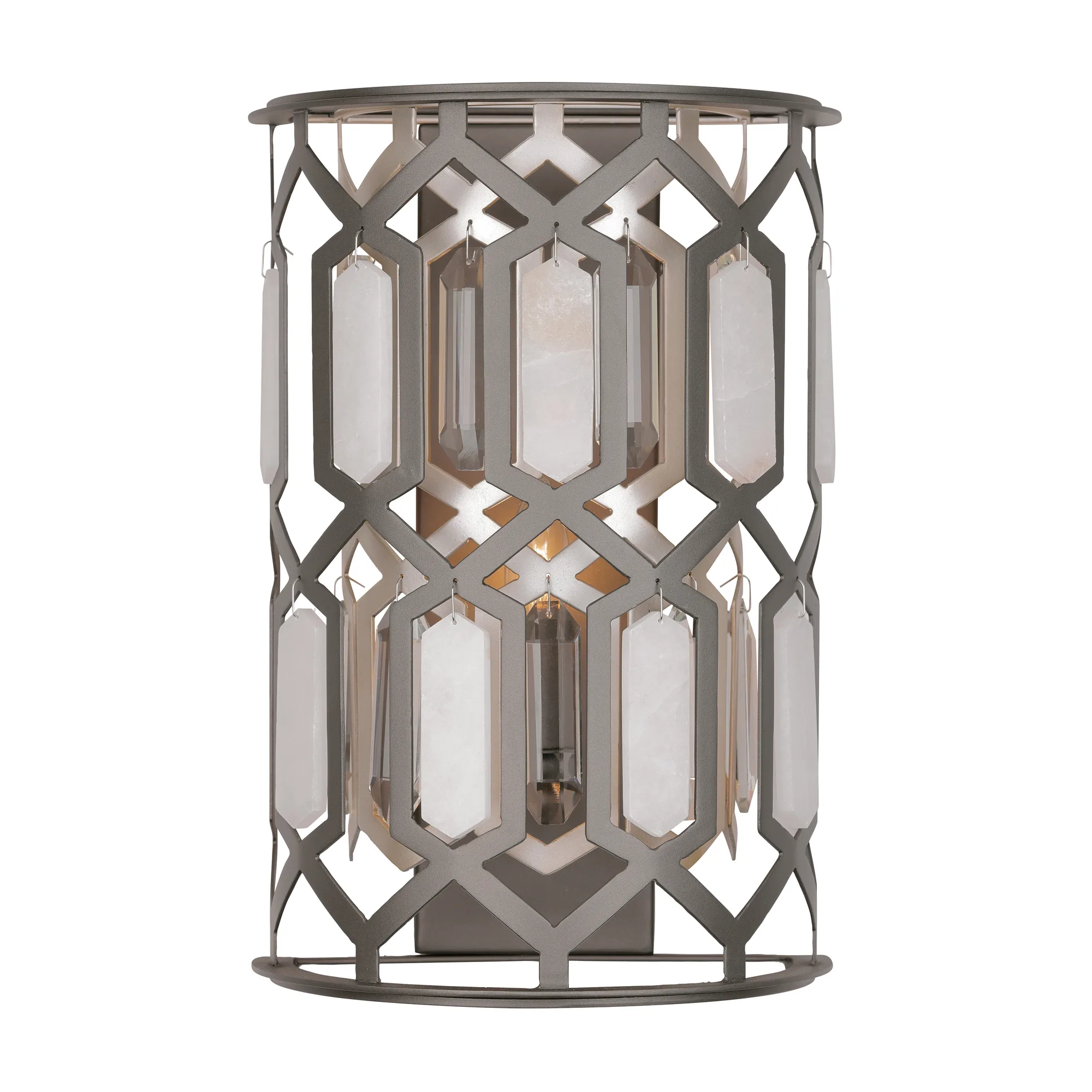 Hexly 16" Crystal and Alabaster Wall Sconce