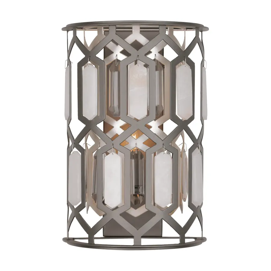 Hexly 16" Crystal and Alabaster Wall Sconce - Image 1