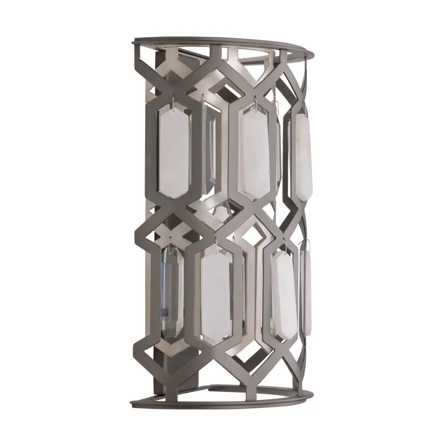 Hexly 16" Crystal and Alabaster Wall Sconce - Image 2