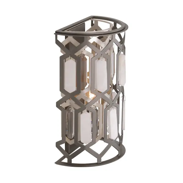 Hexly 16" Crystal and Alabaster Wall Sconce - Image 3