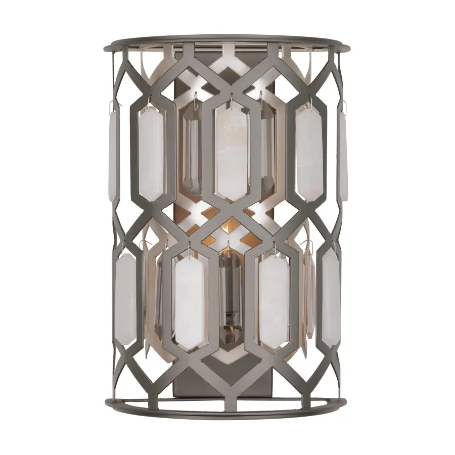 Hexly 16" Crystal and Alabaster Wall Sconce - Image 5