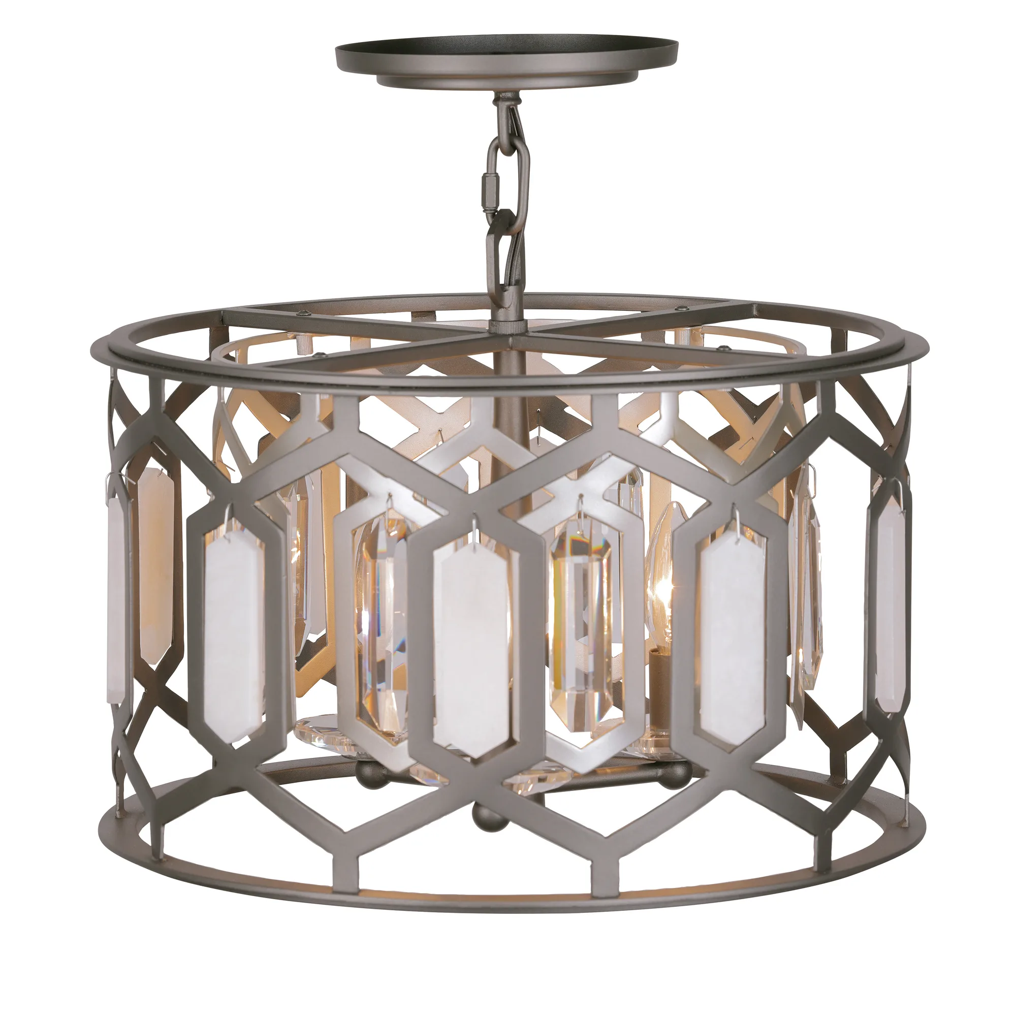 Hexly 3-Light Semi-Flush Mount Convertible Pendant