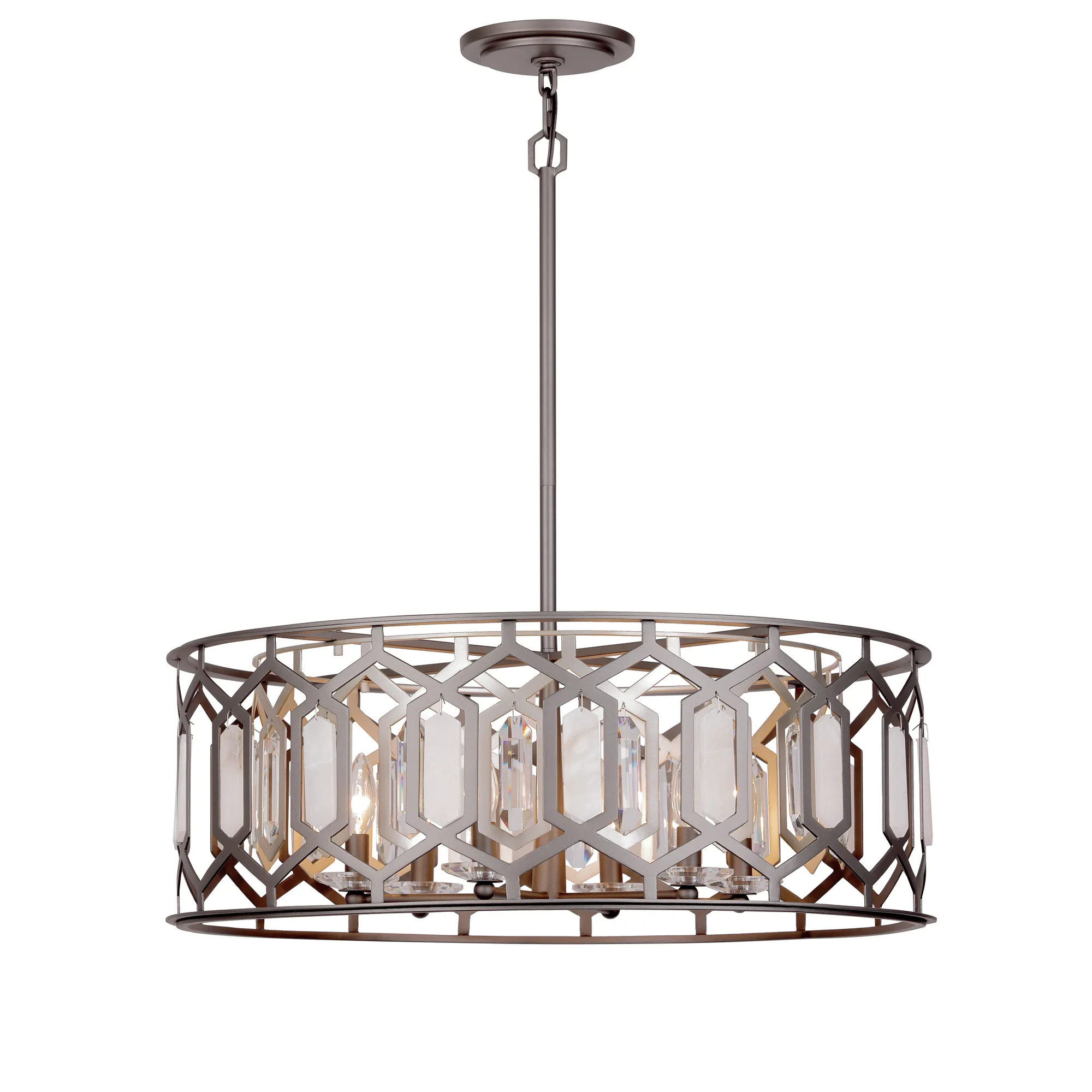 Hexly 6-Light Pendant in Bronze & Sultry Silver