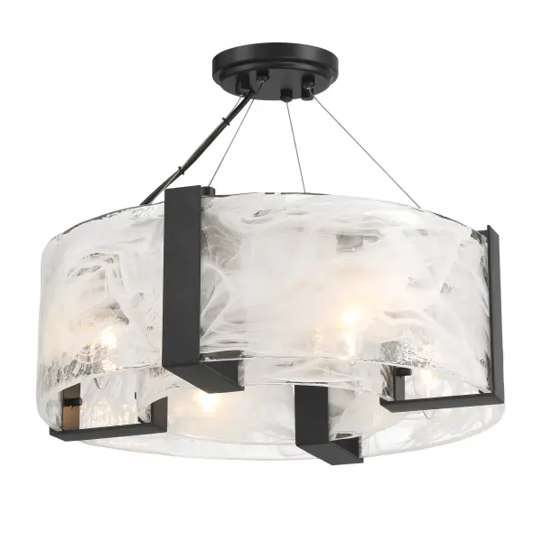 Cloud Break 4-Light Semi-Flush Mount in Coal Black - Image 1