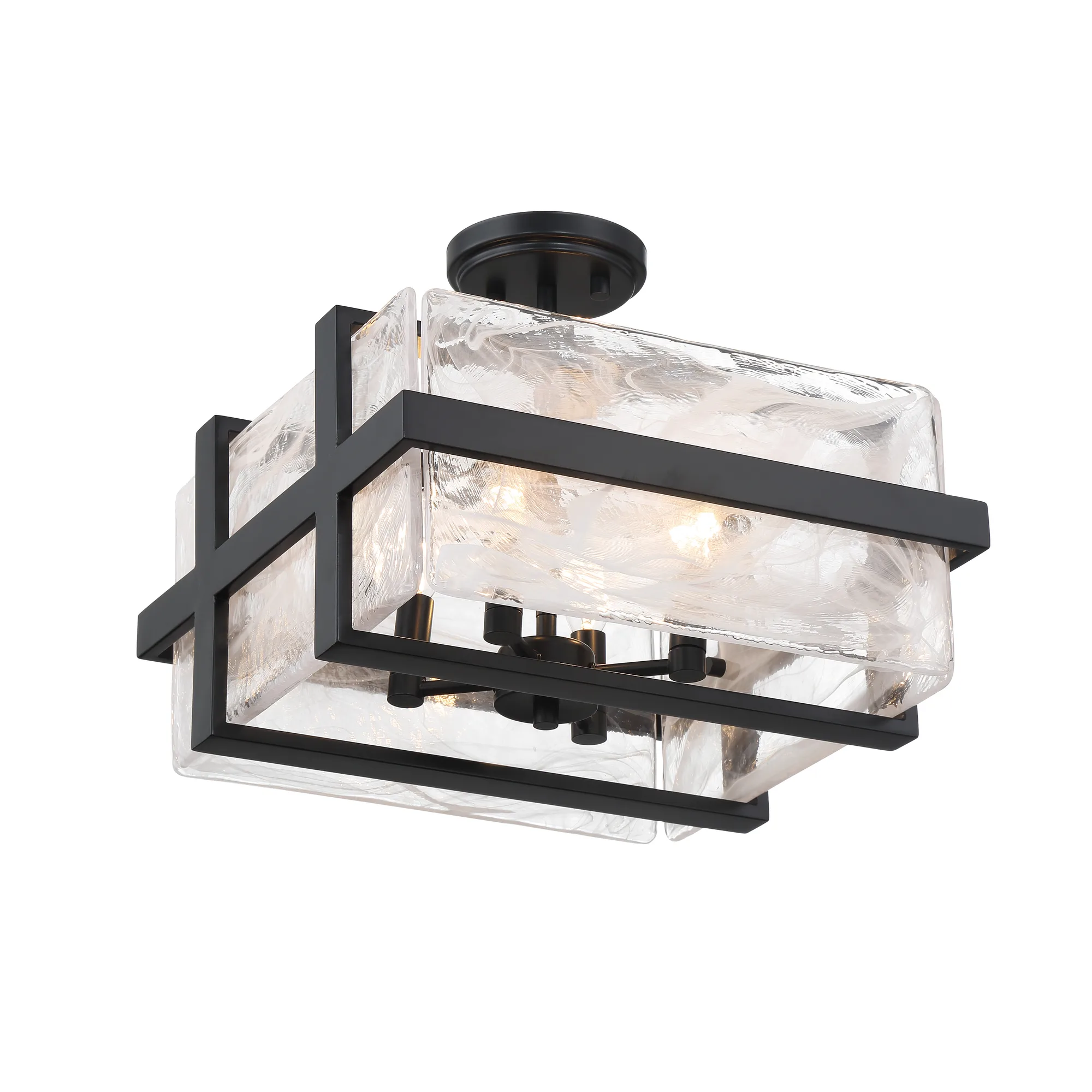 Cloud Break 4-Light Semi-Flush Mount in Coal Black
