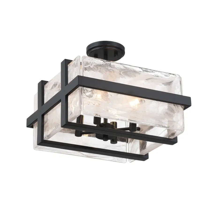 Cloud Break 4-Light Semi-Flush Mount in Coal Black - Image 1