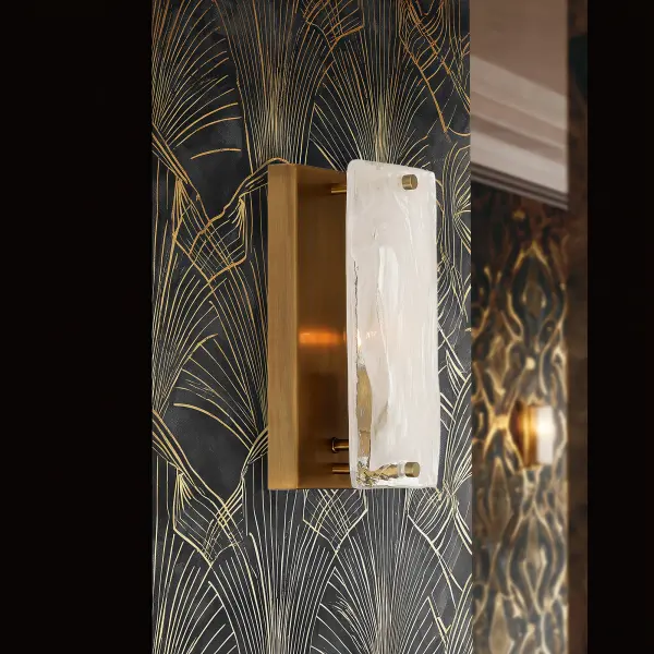 Veil 10" Legacy Brass Wall Sconce with White Swirl Glass - Image 3