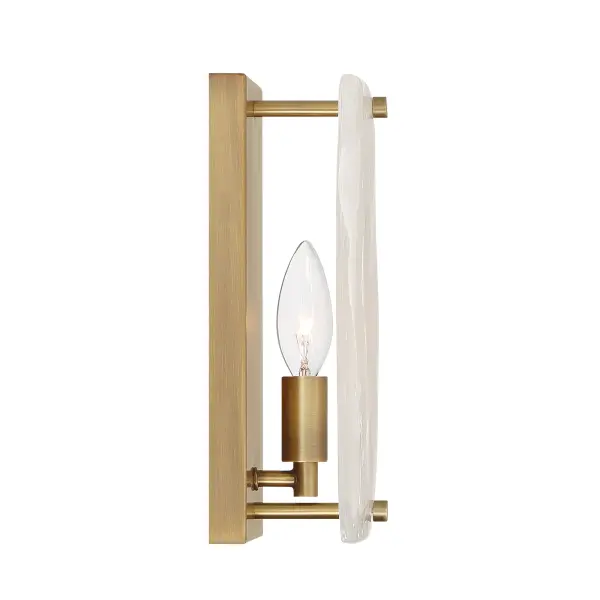 Veil 10" Legacy Brass Wall Sconce with White Swirl Glass - Image 4
