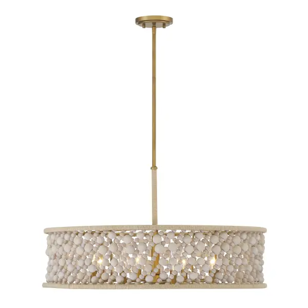 Horsmore 29.5" 8-Light Pendant with Bleached Wooden Beads - Image 11