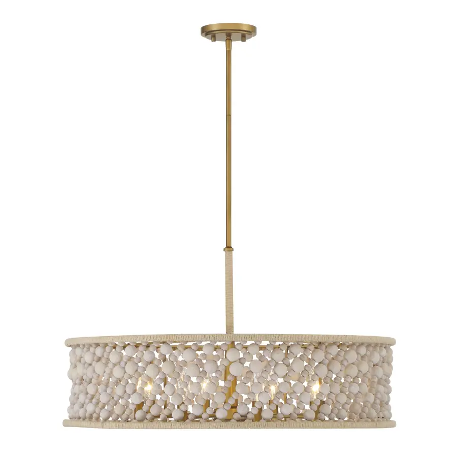 Horsmore 29.5" 8-Light Pendant with Bleached Wooden Beads - Image 11