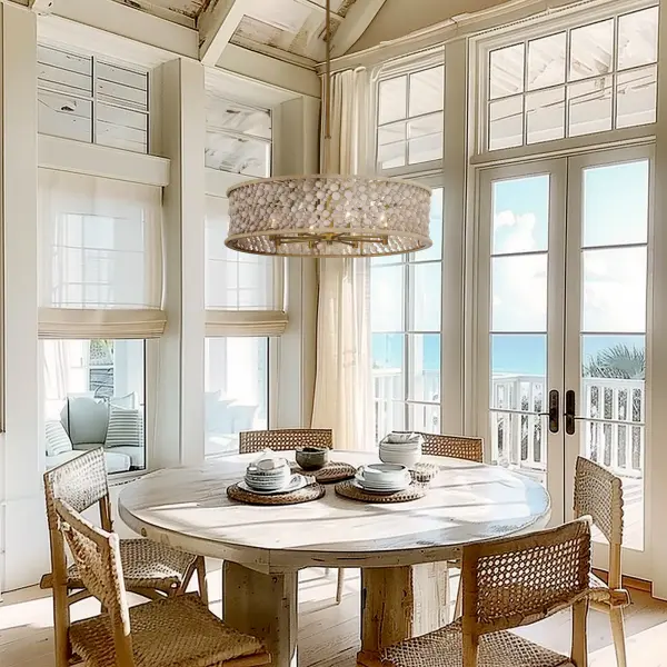 Horsmore 29.5" 8-Light Pendant with Bleached Wooden Beads - Image 5