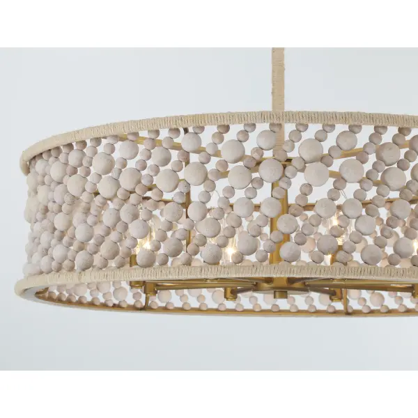 Horsmore 29.5" 8-Light Pendant with Bleached Wooden Beads - Image 7