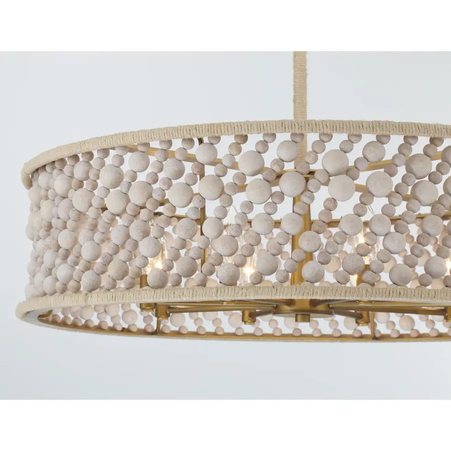 Horsmore 29.5" 8-Light Pendant with Bleached Wooden Beads - Image 7
