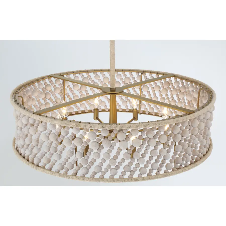 Horsmore 29.5" 8-Light Pendant with Bleached Wooden Beads - Image 8