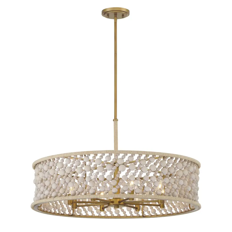 Horsmore 29.5" 8-Light Pendant with Bleached Wooden Beads - Image 10