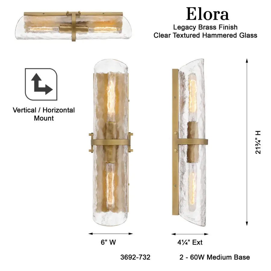 Elora 6" 2-Light Vanity in Legacy Brass - Image 2