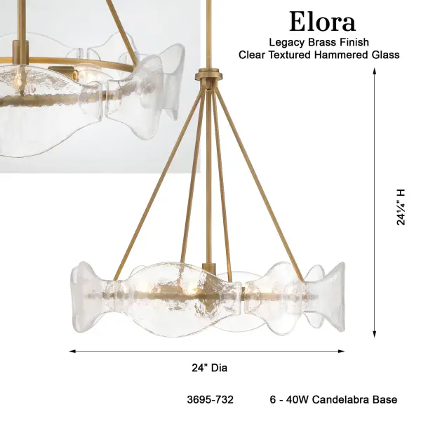 Elora 24" 6-Light Pendant in Legacy Brass - Image 3