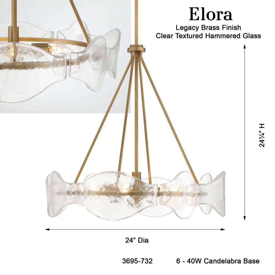 Elora 24" 6-Light Pendant in Legacy Brass - Image 3