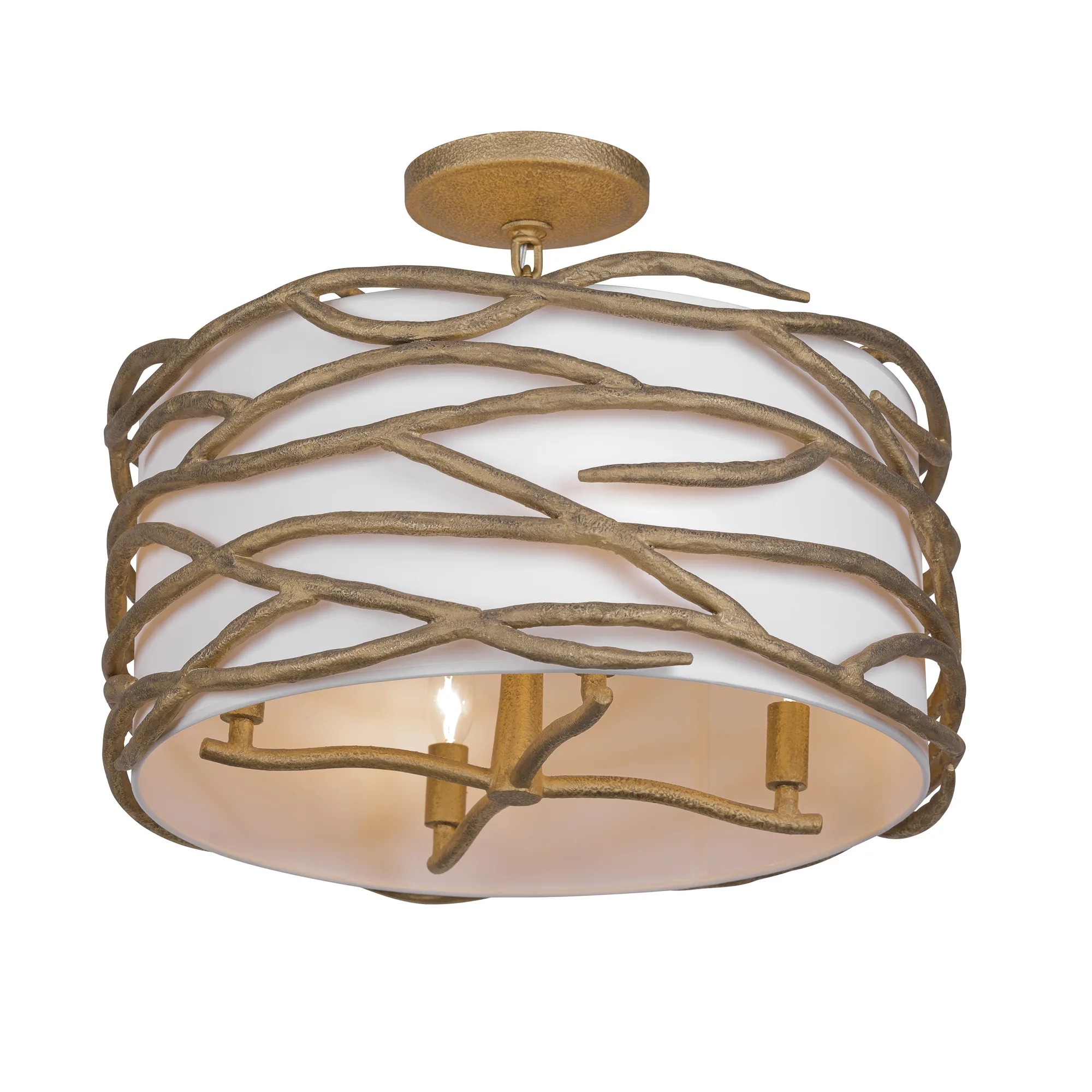 Branch Reality 4-Light Semi Flush Mount in Ashen Gold
