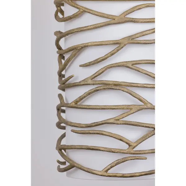 The Branch Reality pendant combines contemporary design with warm Ashen Gold finish and white fabric shades. Its 9-light configuration provides ample illumination for foyers and entryways while the adjustable chain allows customization. - alternate view