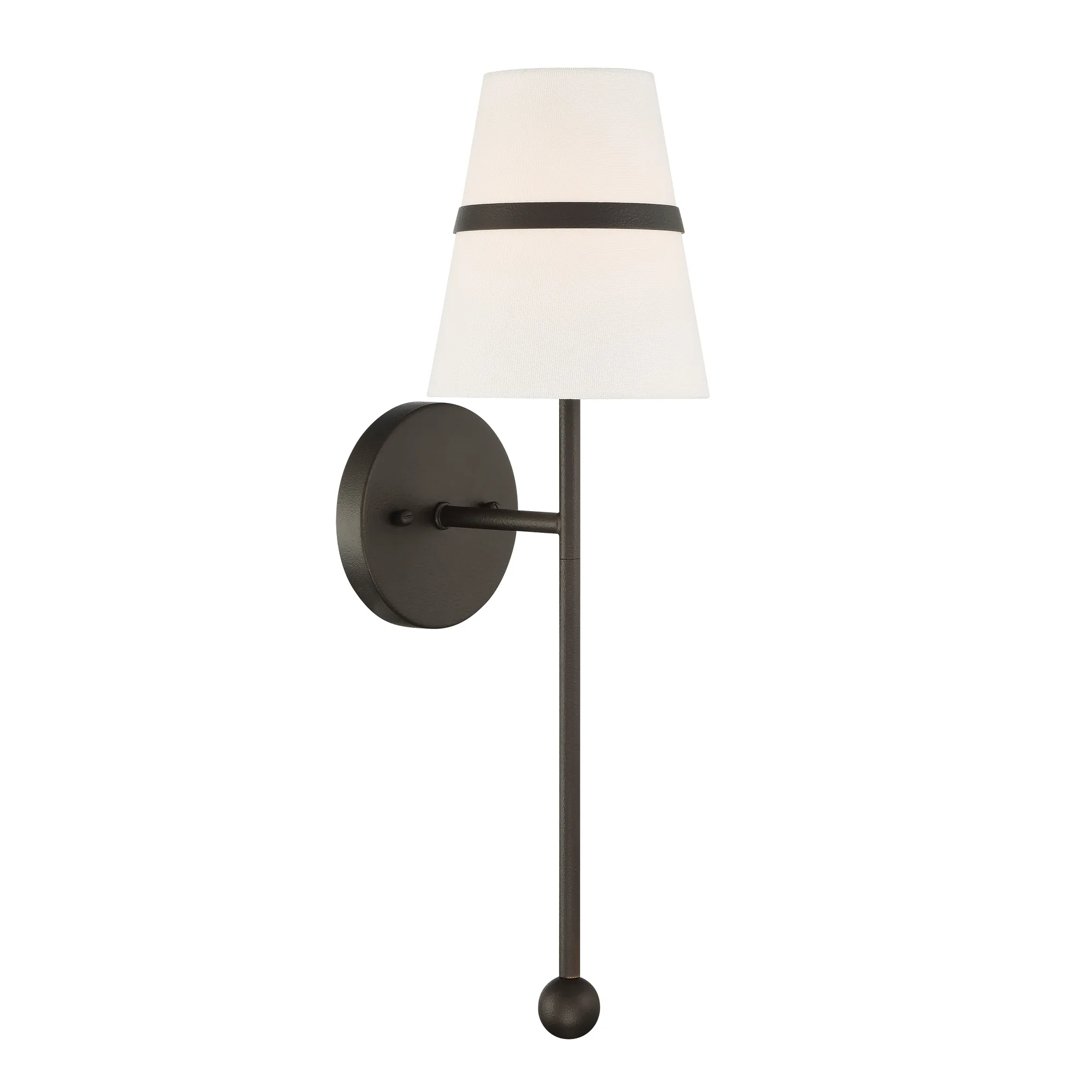 Althia 20" Textured Dark Bronze Wall Sconce with White Linen Shade