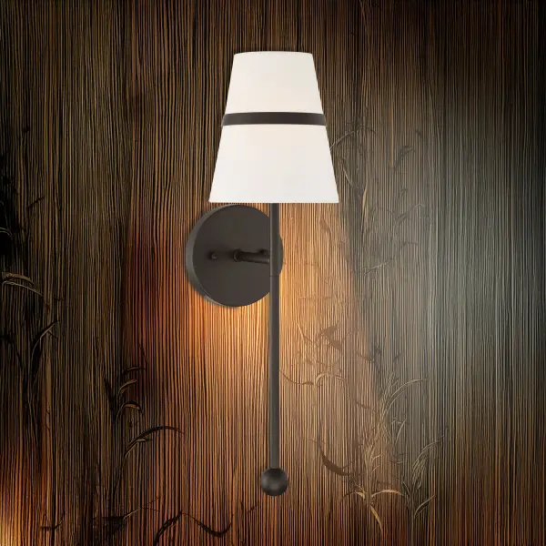 Althia 20" Textured Dark Bronze Wall Sconce with White Linen Shade - Image 3