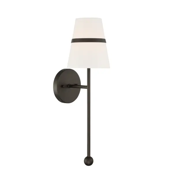 Althia 20" Textured Dark Bronze Wall Sconce with White Linen Shade - Image 6