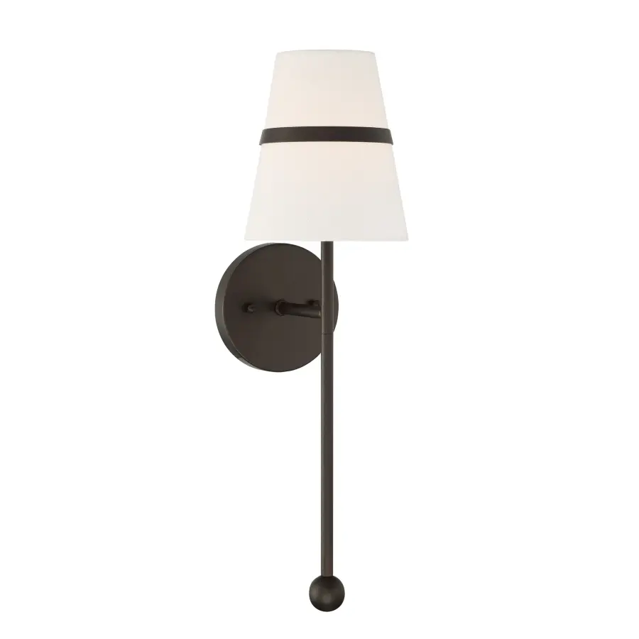 Althia 20" Textured Dark Bronze Wall Sconce with White Linen Shade - Image 7